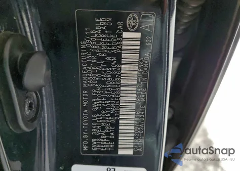 2011 Toyota Corolla Base из США, поврежденный, VIN 2T1BU4EE8BC687648